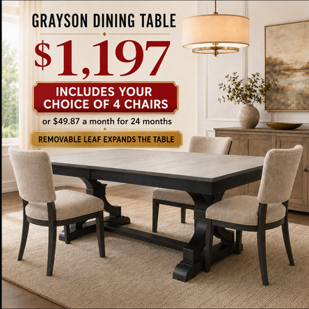 Grayson Dining Table with Your Choice of 4 Chairs