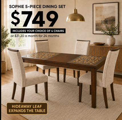 Sophie Extendable Dining Table with Your Choice of Four Chairs