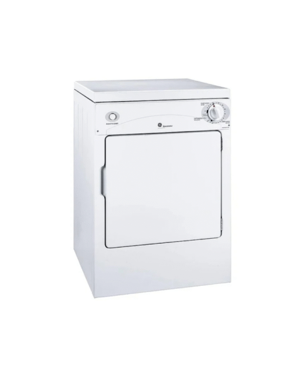 GE PSKP333EBWW Electric Dryer, 3.6 cu. ft. Dryer Capacity, 3 Temperature Settings, Porcelain Drum, White colour 120 Volts