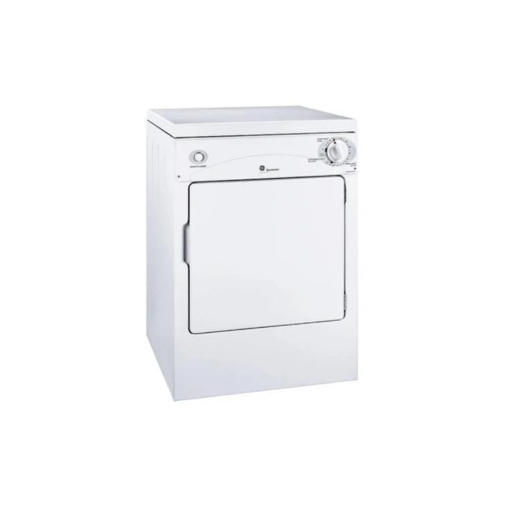 GE PSKP333EBWW Electric Dryer, 3.6 cu. ft. Dryer Capacity, 3 Temperature Settings, Porcelain Drum, White colour 120 Volts