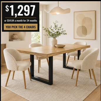 Belmont Dining Table with Four Chairs of Your Choice