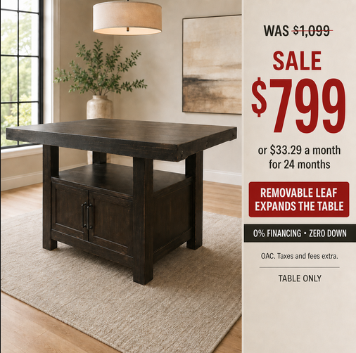Ironwood Counter-Height Dining Table with Storage and Leaf