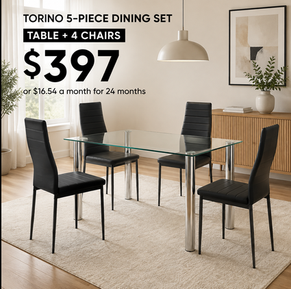 Torino 5-Piece Dining Set Windsor | Table + 4 Chairs