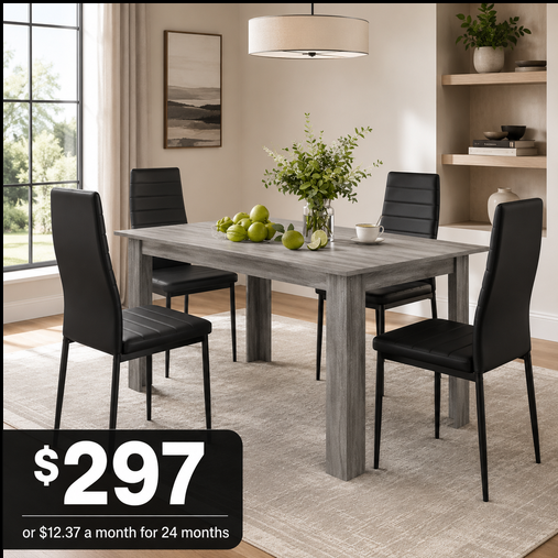 Carter 5-Piece Dining Set with Four Black Versa Chairs