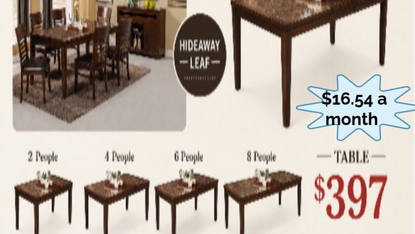 "Modern dining room table at Home Furniture Outlet in Windsor Ontario."