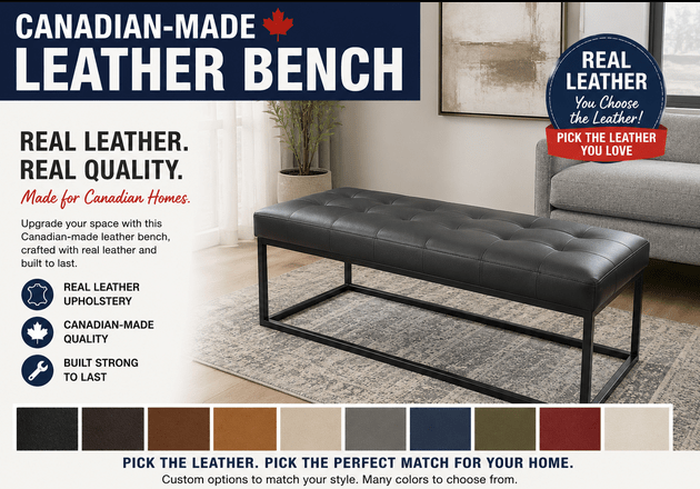 Real leather bench
