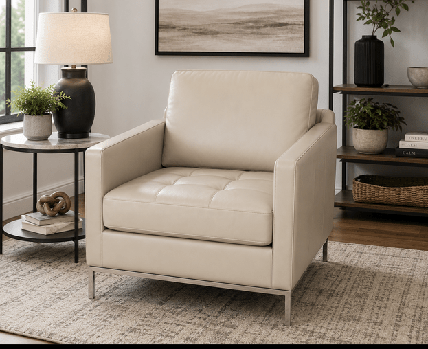 Canadian-Made Genuine Leather Accent Chair – Modern Luxury & Lasting Comfort