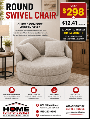 Round Swivel Accent Chair for Sale in Windsor | Home Furniture Outlet