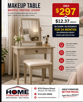 Makeup Vanity Table with Mirror for Sale in Windsor | Home Furniture Outlet