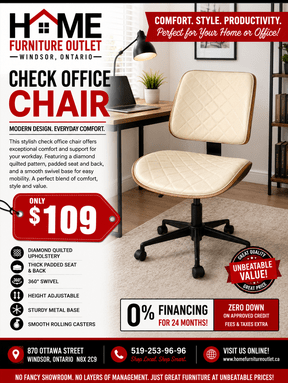 Modern Quilted Office Chair | Office Furniture Windsor | Home Furniture Outlet