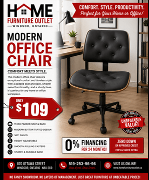 Modern Black Tufted Office Chair | Office Furniture Windsor | Home Furniture Outlet