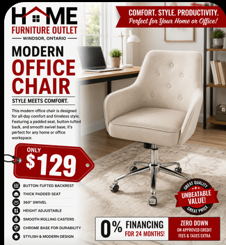 Modern Upholstered Office Chair | Office Furniture Windsor | Home Furniture Outlet