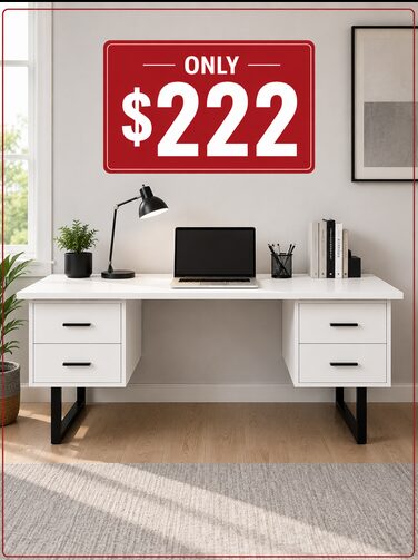 Modern White Office Desk with 4 Drawers | Home Office Desk in Windsor
