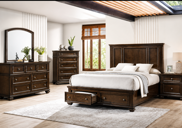 Parks Panel Bed with Storage – 6-Piece Bedroom Set | Windsor, Ontario