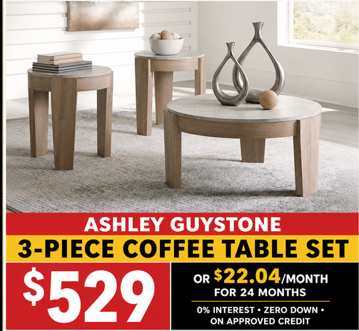 Ashley Guystone 3-Piece Coffee Table Set | Windsor 3-Piece Coffee Table Set