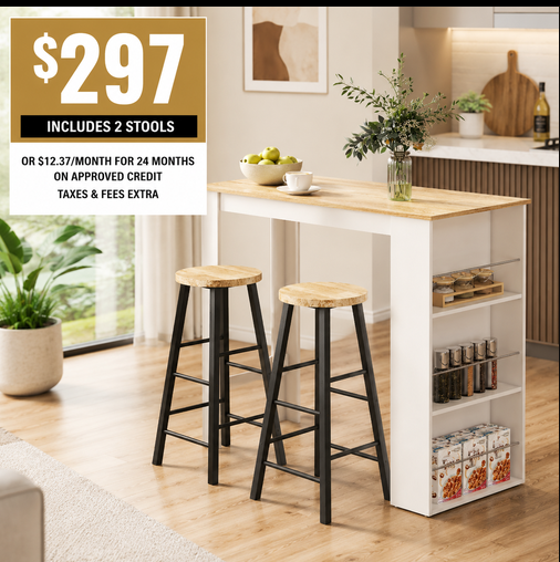 White Bar Table with 2 Stools.