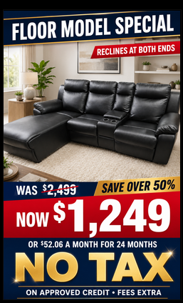 Black Reclining Sectional in Windsor – Floor Model Special $1,249