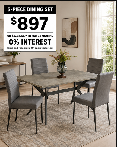5-Piece Dining Set in Windsor – Only $897, You pick the chairs!