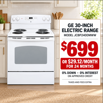 GE 30-Inch Freestanding Electric Range – JCBP240DMWW