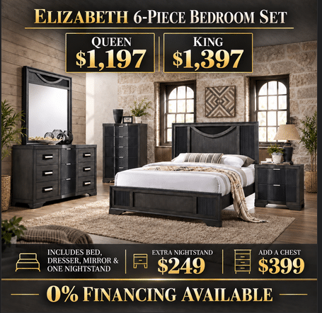 Elizabeth 6-Piece Bedroom Set Windsor | Home Furniture Outlet