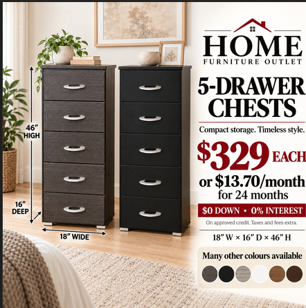 5-Drawer Chest Windsor – $329 | Home Furniture Outlet
