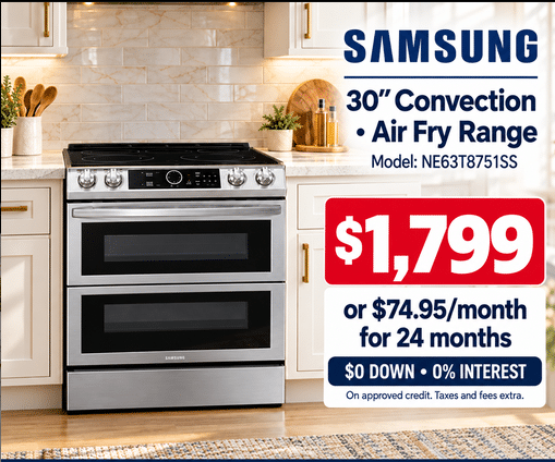 Samsung NE63T8751SS/AC Flex Duo Electric Range – $1,799
